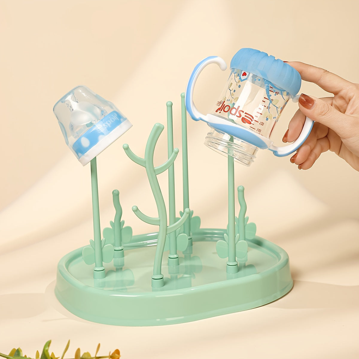 Multifunctional Butterfly Tree-Shaped Bottle Drying Rack made from PP Material, ideal for Youngsters' Feeding Supplies with Drainage and Storage Organizing Features