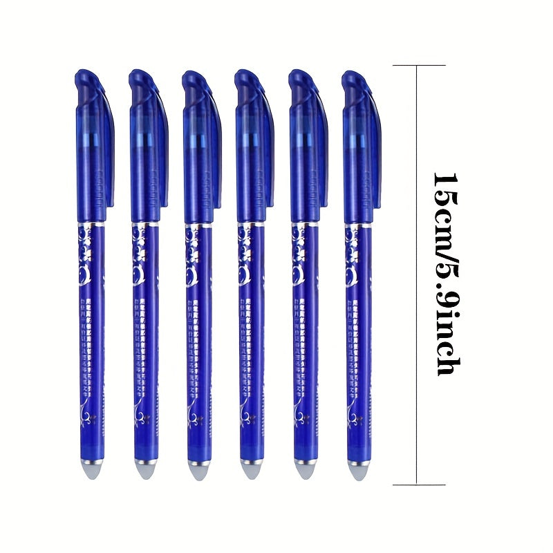 Set of 36 erasable gel pens (0.5mm, blue) with replaceable cores and needle tube tips for the office or students.