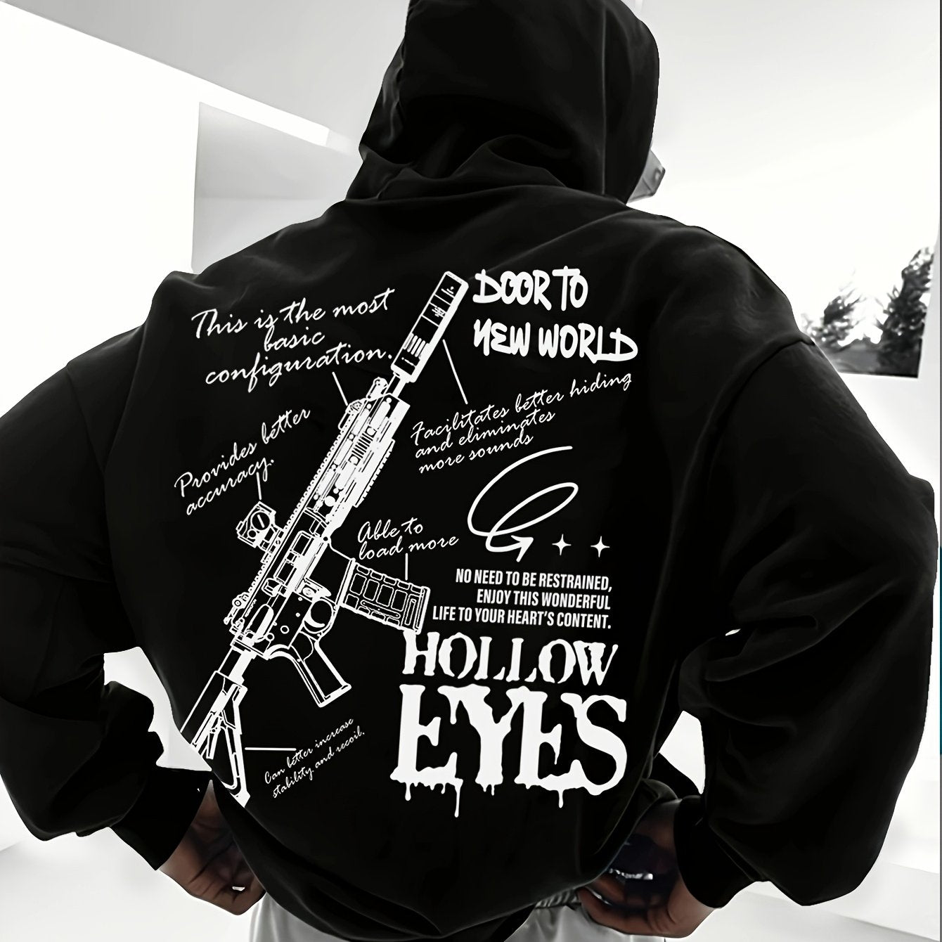 Y2K Men's Casual Hoodie, 100% Polyester Knit, Long Sleeve with Drawstring, Regular Fit Graphic Hoodie for Fall/Winter.