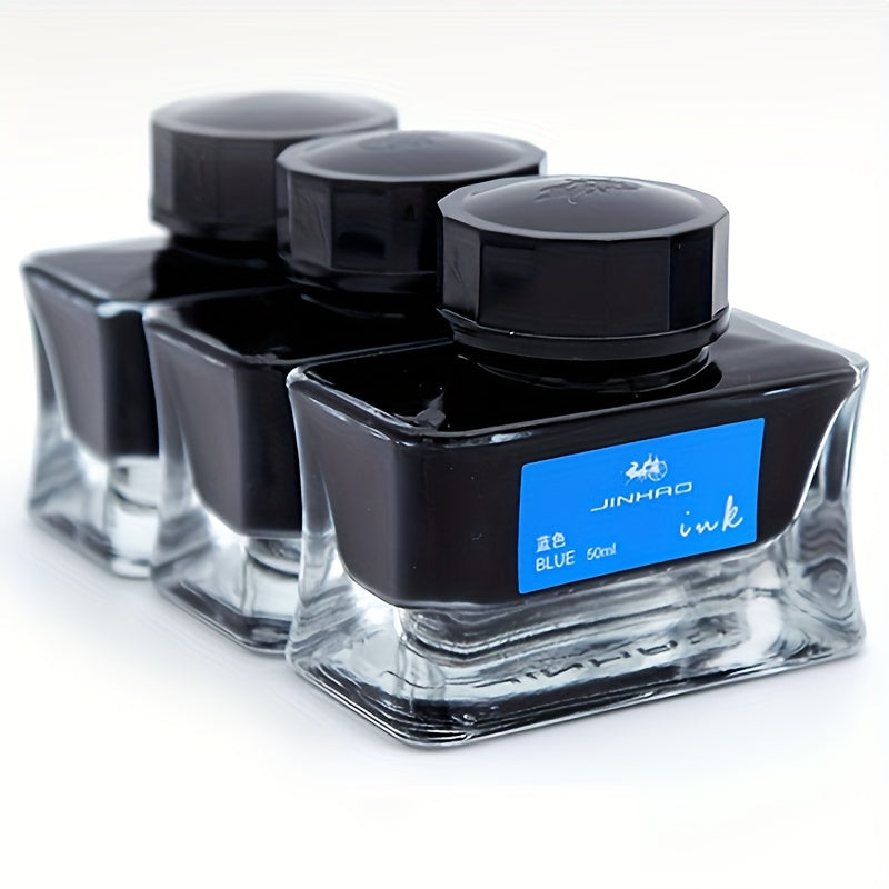 Jinhao 50ml Premium Fountain Pen Ink in Black/Blue/Blue Black, perfect for writing and calligraphy enthusiasts.