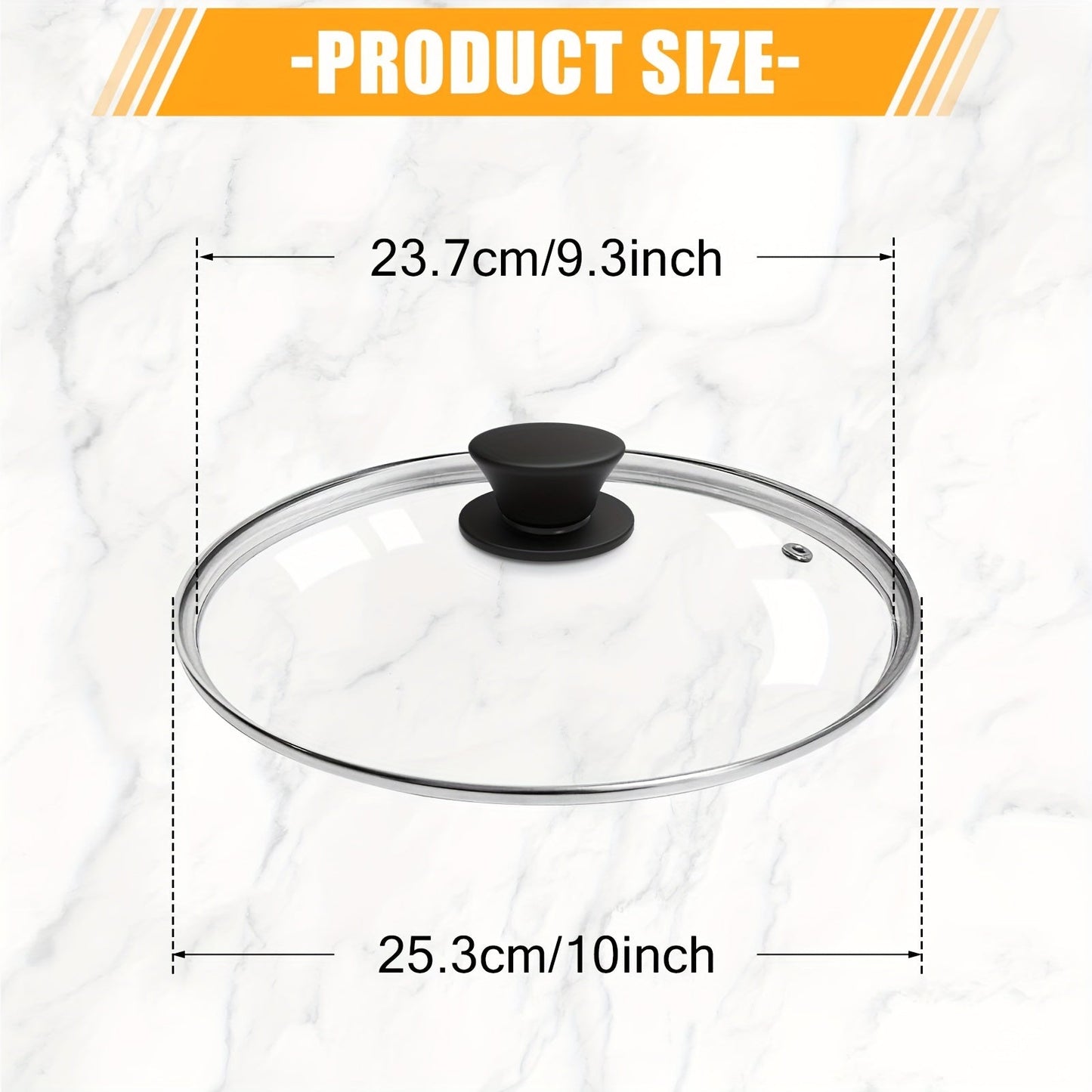 GDDGCUO Universal Tempered Glass Lid suitable for Frying Pan, Skillet, and Cast Iron Pot - Features Heat-Resistant Handle, Stainless Steel Edge, and Air Vent - Compatible with Cookware sizes 25.4cm, 30.99cm, 33.02cm, and 36.83cm - Clear Transparency for