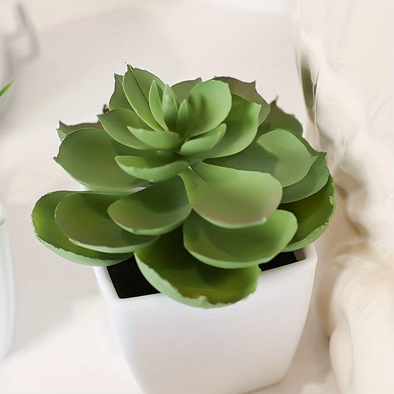 3 fake potted succulents for indoor décor in living room, office, bedroom, or hotel.