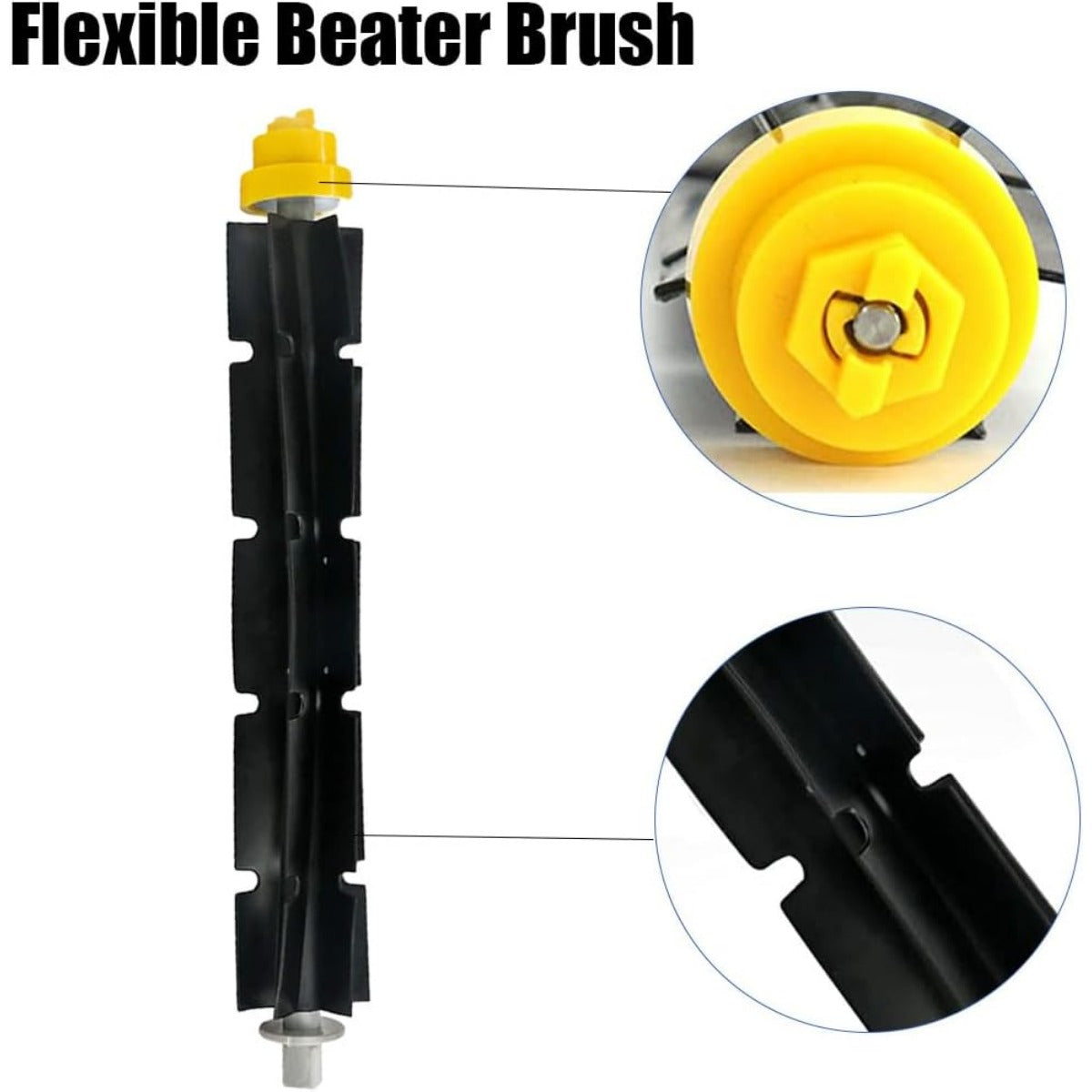 Three Flexible Beater Brushes in a Pack for iRobot 600 & 700 Series, Dusting Attachment Compatible with Robot Vacuum Cleaner, Vacuum Accessories Made with Plastic Material - Fits models 614, 620, 630, 650, 660, 675, 680, 690, 692, 694, 760, 770, 780, 790