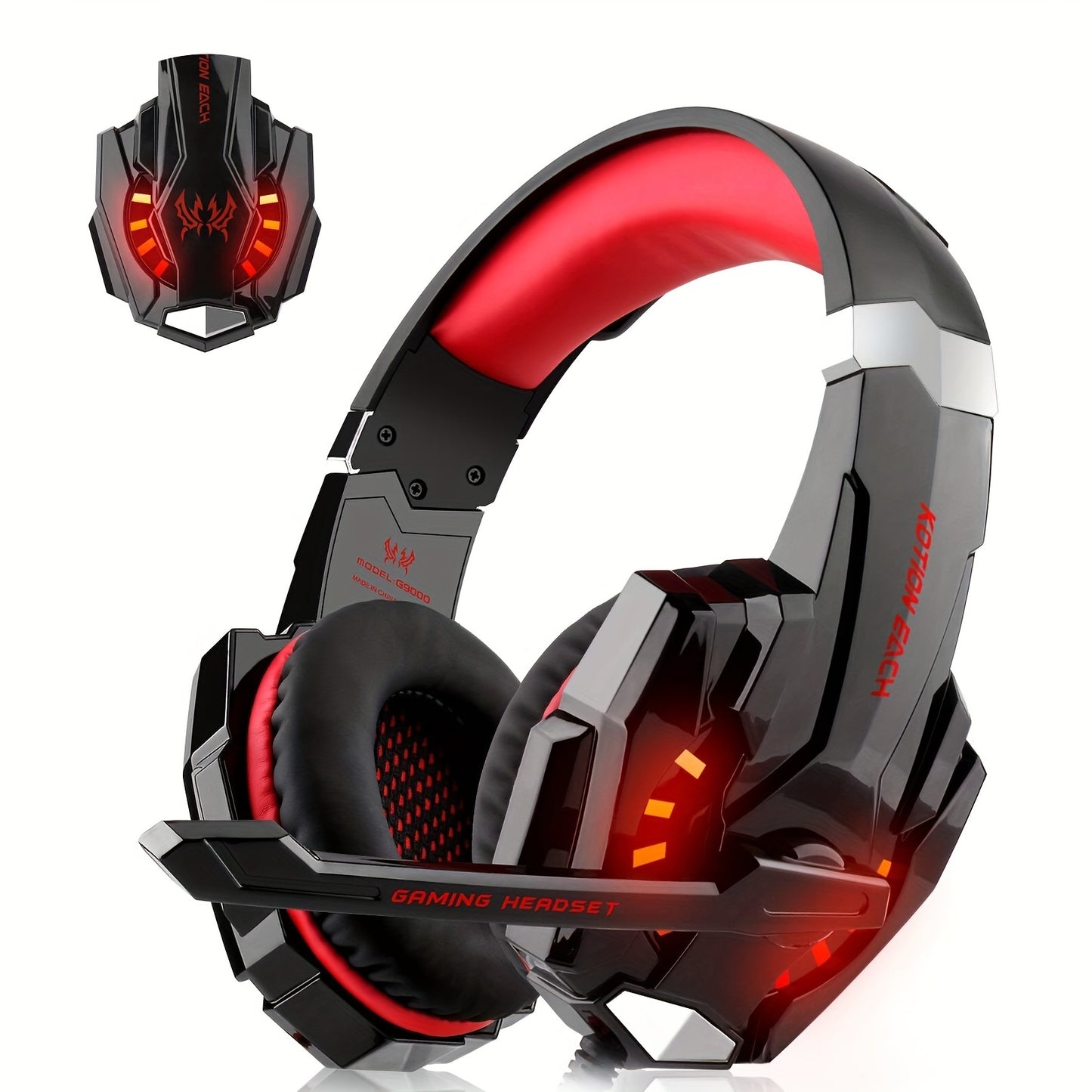 G9000 Stereo Gaming Headset with Noise Cancelling Mic and LED Light for PS4, Xbox One, PS5.