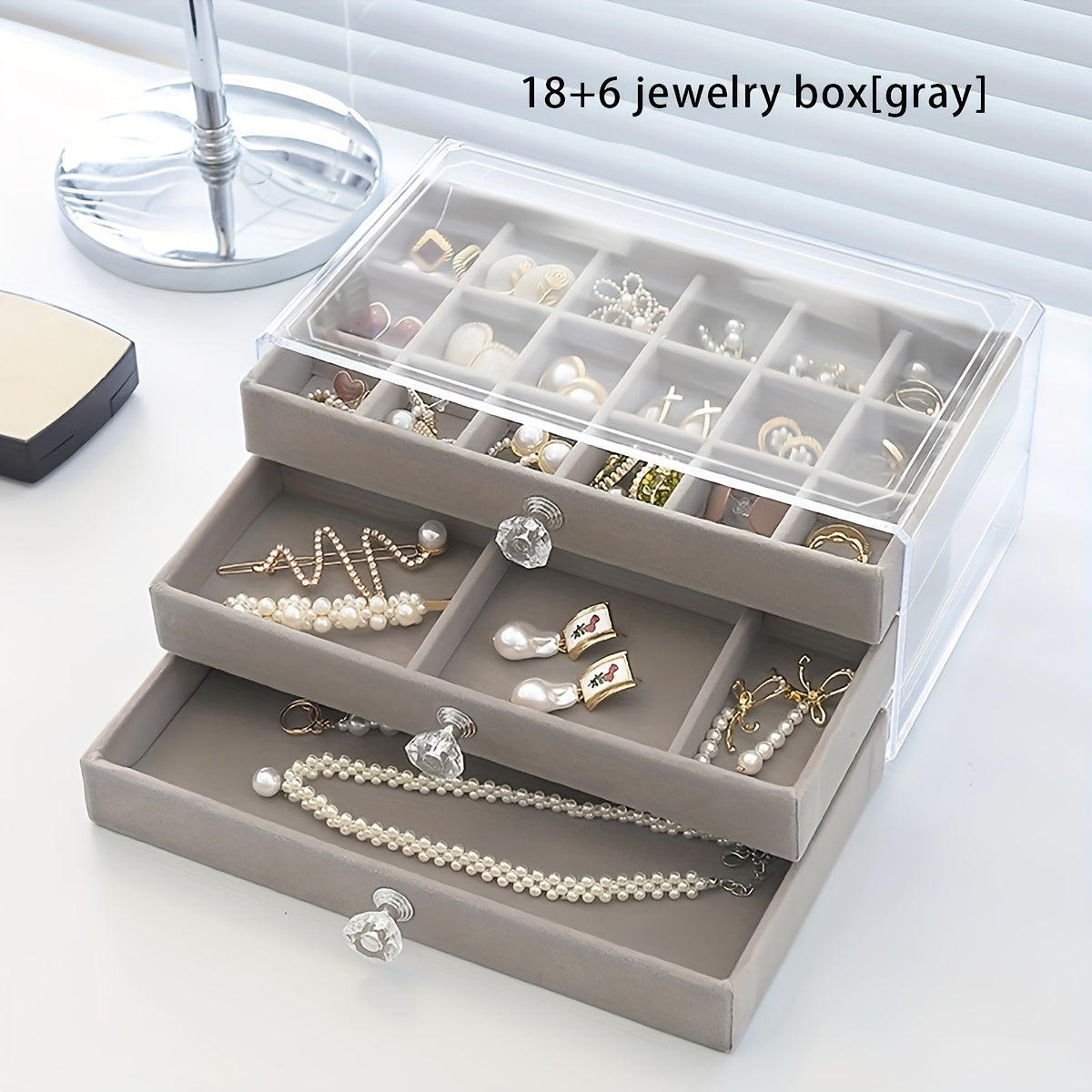 Transparent Acrylic Jewelry Box with Multiple Layers for Stud Earrings, Rings, Necklaces, and Bracelets. Features a Drawer for Additional Storage. Ideal for Keeping Jewelry Safe from Moisture in the Household or Dormitory. Perfect Gift for Christmas