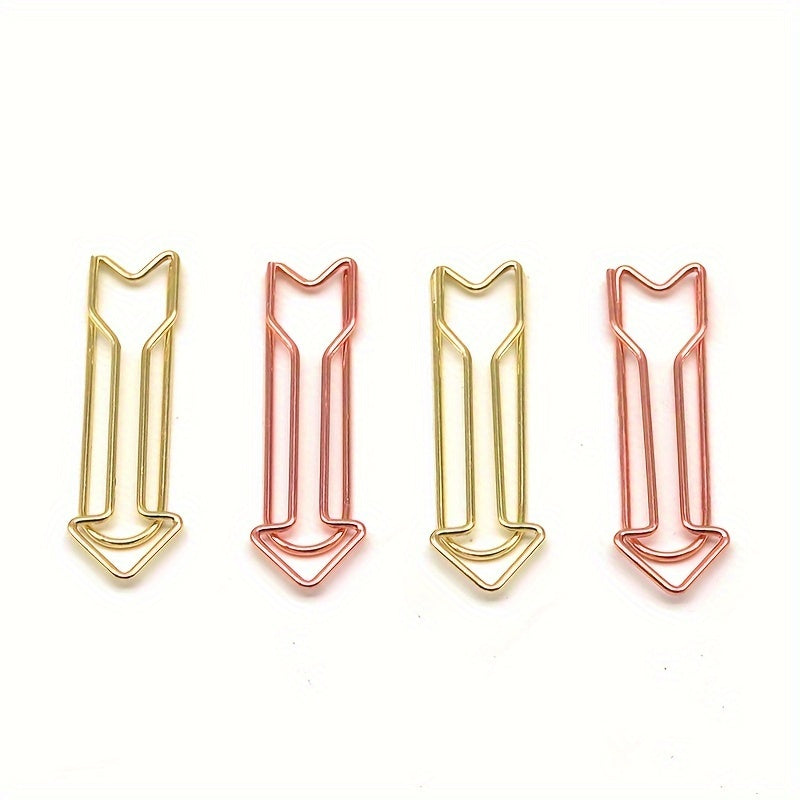 10 Arrow-shaped Paper Clips, Creative Colorful Cartoon Spiral Clips, Metal W-shaped Office Data Clips, Golden Memo Clips, File Binding Clips