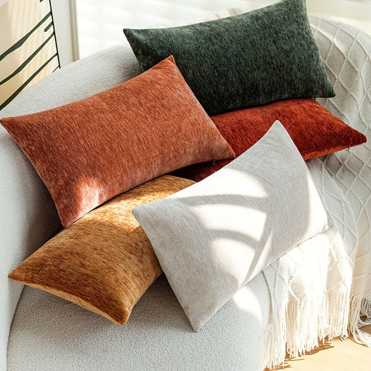 Luxuriously Soft Chenille Pillowcase measuring 30.48x50.8 cm - Featuring a Cozy Solid Color, Zip Closure, and Hand Washable Fabric - Ideal for Enhancing the Decor of Your Living Room Sofa