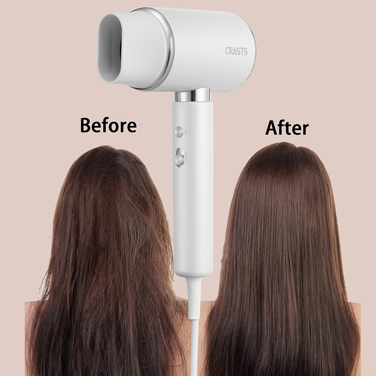 Quiet electric hair dryer with strong wind and gentle negative ion hair care.