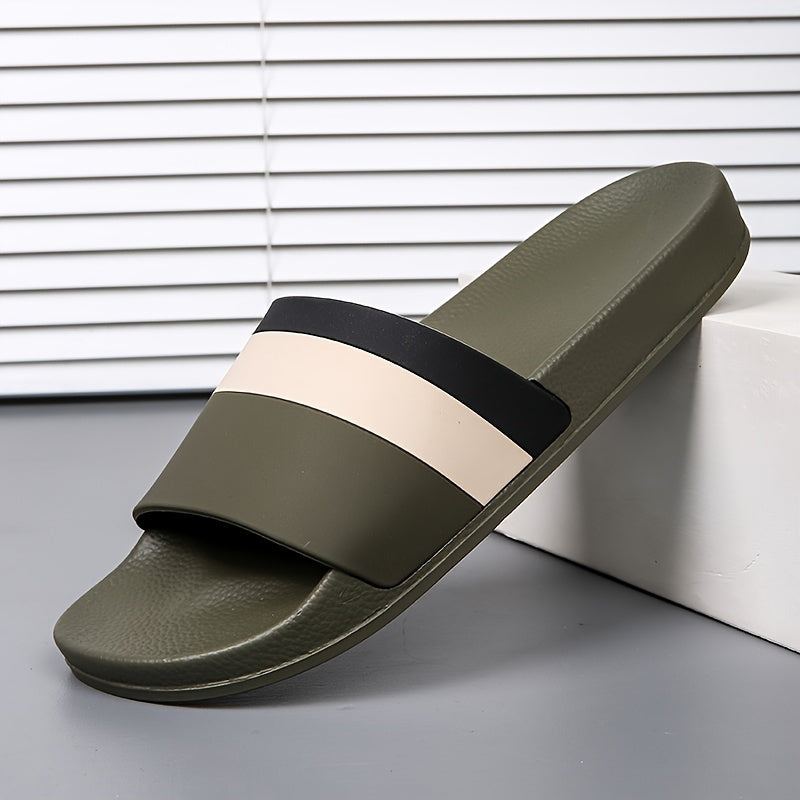 Gender-neutral Color Block Open Toe Slippers for Men and Women, featuring Soft, Durable Sole with Non-slip Comfort.