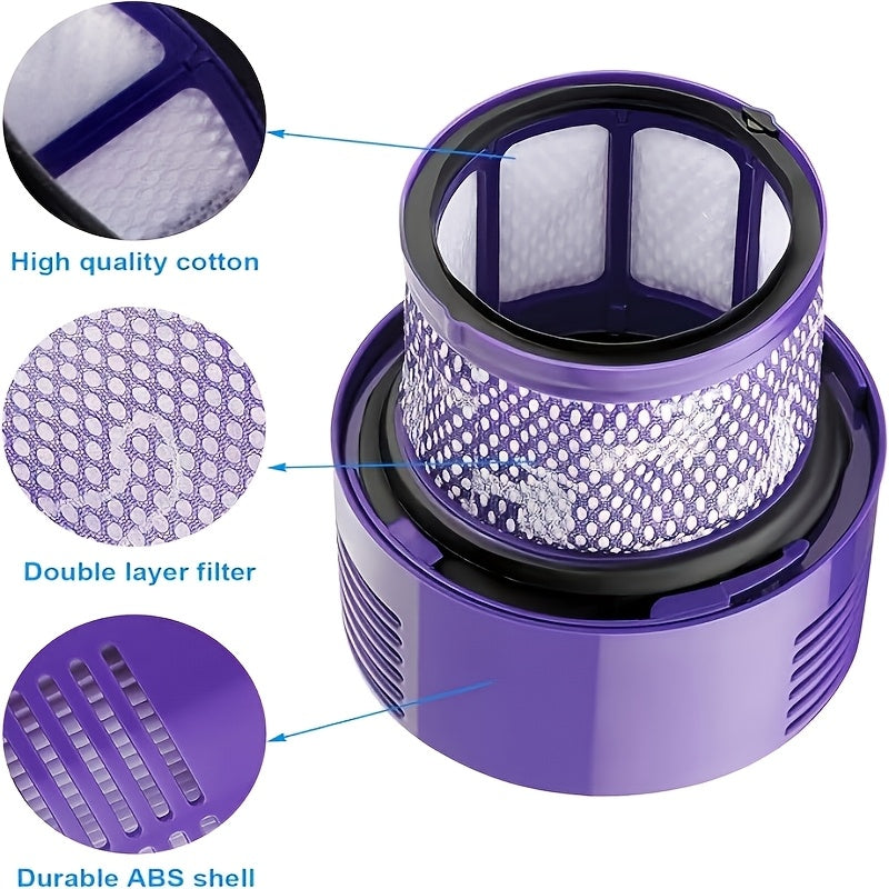 Get a set of three handheld vacuum HEPA filters that are compatible with the V10 Cyclone Series, V10 Absolute, V10 Total Clean, and SV12. This replacement part (969082-01) features dual layer filtration for maximum cleanliness. The filters come in a