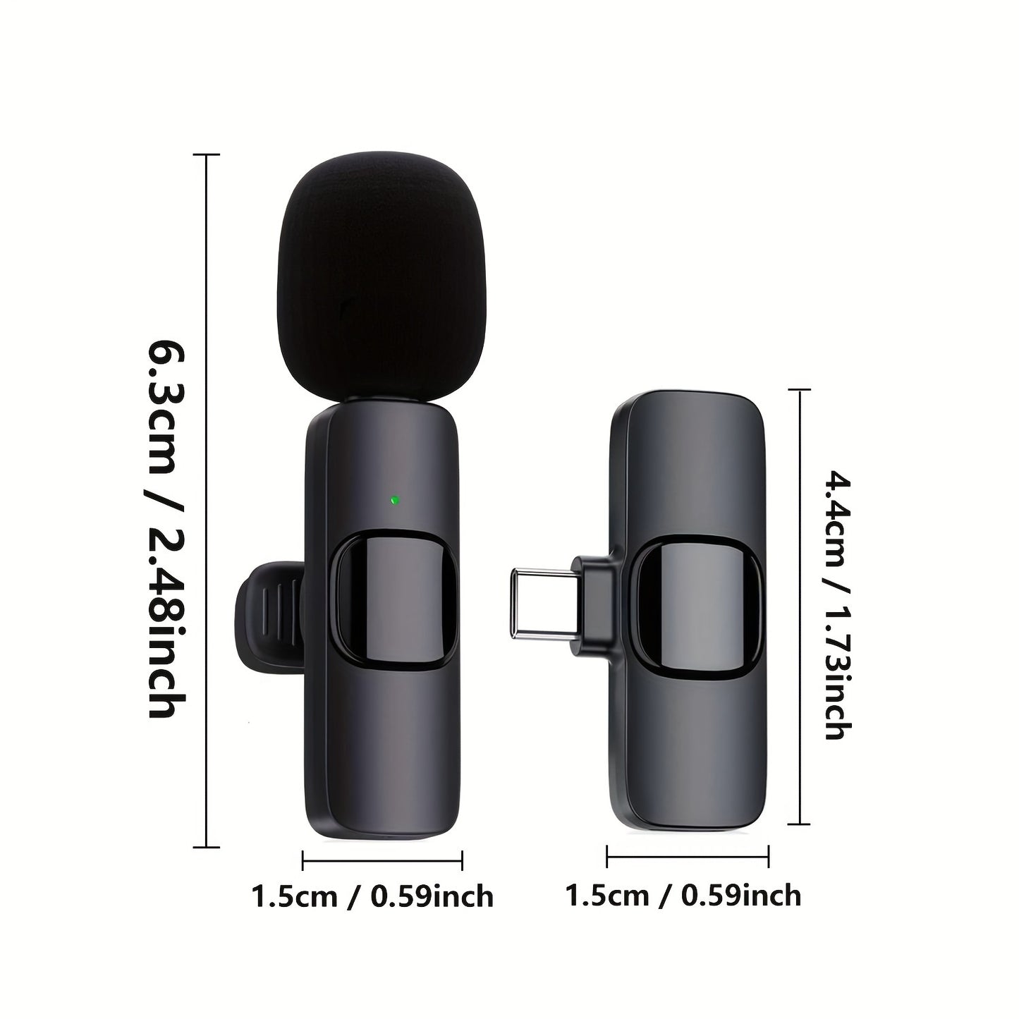 Wireless omnidirectional condenser lavalier microphone for smartphones, laptops, audio and video recording, interviews, vlog.