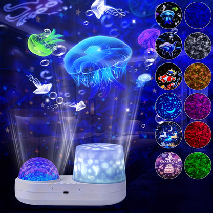 Galaxy Starry Projector Night Light for Kids - 3D Ocean and Starry Sky Effects, USB Powered, Adjustable Brightness, Great for Room Decor and Christmas Gifts