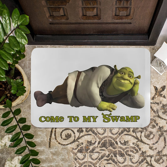 Bring a Piece of the Swamp Home with this Shrek-Inspired Doormat - Made of High-Quality Polyester, Easy to Clean, Ideal for Both Indoor and Outdoor Use in Entrances, Kitchens, and Bedrooms