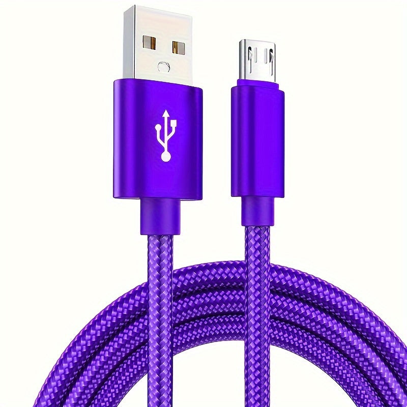 Nylon braided micro USB cable for fast charging Samsung, Xiaomi, Vivo, OPPO, Redmi, and other Android phones.