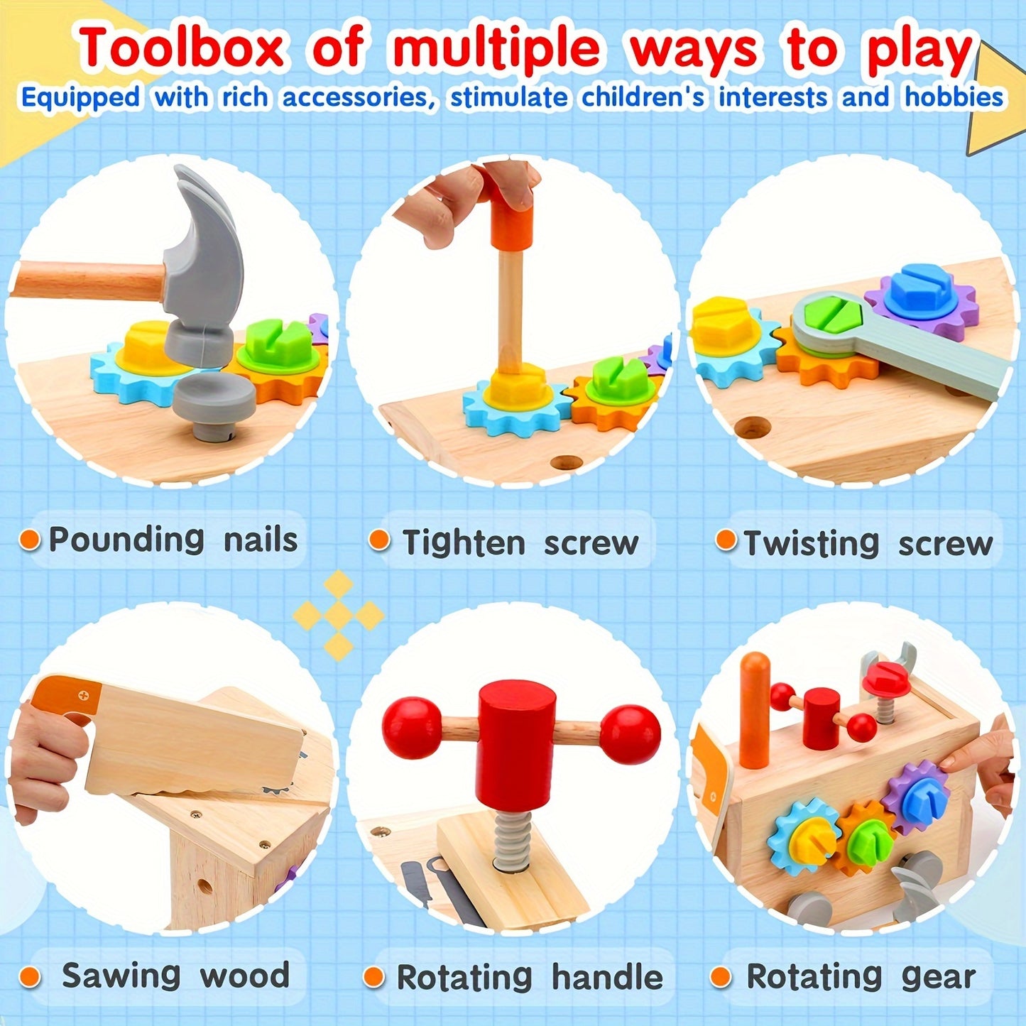 29-piece Wooden Tool Set for Kids with Storage Box - STEM Educational Toys for Ages 3-6, Ideal Birthday Gift for Winter or New Year.