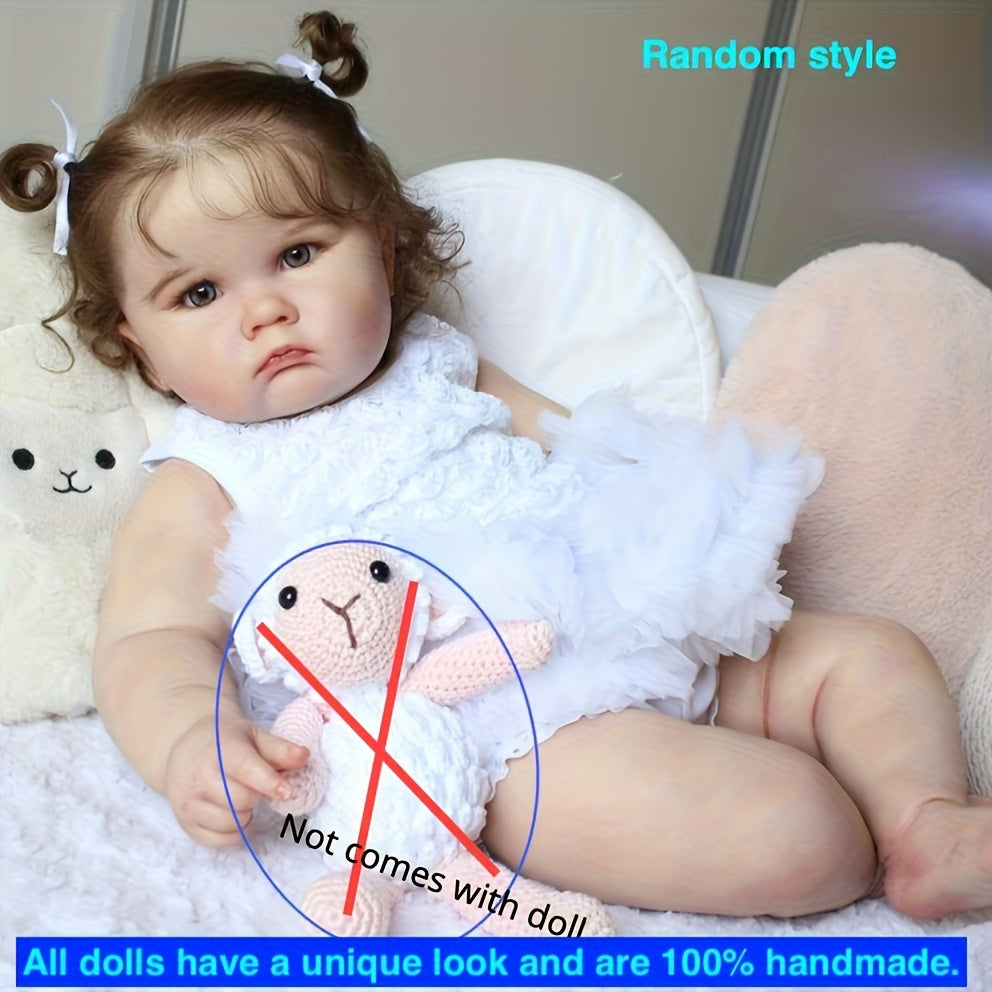 BZDOLL 24-inch Realistic Reborn Baby Doll with Soft Vinyl Cloth Body, 3D-Paint Skin, and Vascular Vein, a Unique Handmade Art Gift for Girls in White.