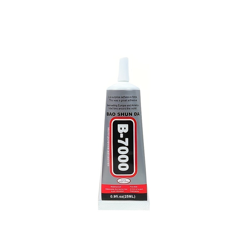 B-7000 is a versatile semi-fluid adhesive with strong bonding properties, suitable for jewelry making, gemstone setting, DIY repairs, and works well on materials like plastic, metal, glass