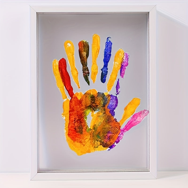 Create your own Family Handprint Photo Frame with Transparent Resin - A personalized art piece featuring multiple handprints, perfect for decorating your home or office. A thoughtful and unique gift idea for Valentine's Day, New Year, Easter, or Mother's