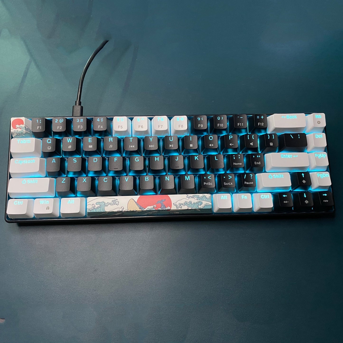 Compact 60% mechanical gaming keyboard with ice blue LED backlit and 68 keys. Features blue switch for Windows laptop and PC. Perfect gift for birthdays, Easter, President's Day, for boys