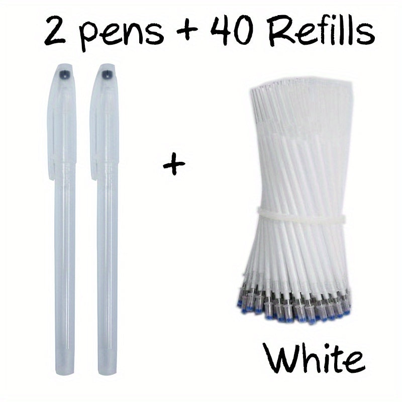 The set includes 42 heat erasable pens in 5 colors for marking fabric in sewing projects.