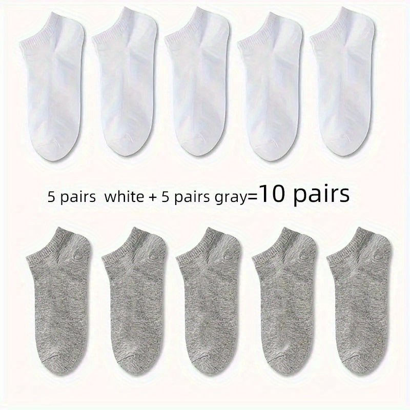 10 pairs of comfortable and breathable men and women ankle socks for spring and summer.