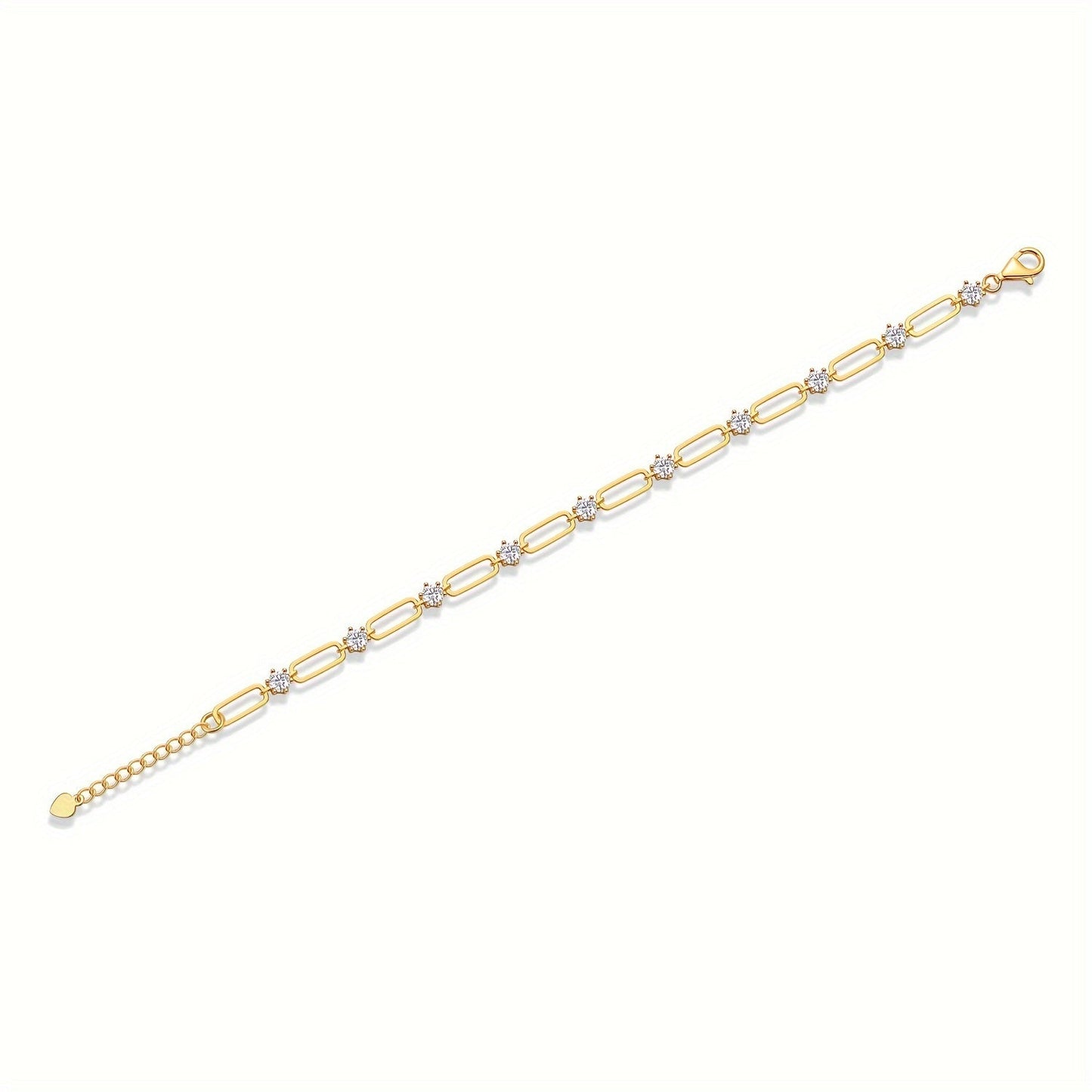 Luxurious 18K Gold-Plated Sterling Silver Bracelet with Stunning Moissanite Accents on a 925 Silver Link Chain - High Quality Unisex Fashion Jewelry Perfect for Anniversary, Wedding, Birthday, or Everyday Wear