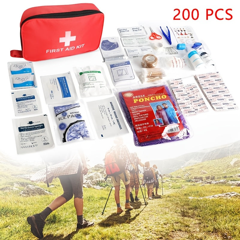 First Aid Kits with 59, 200, or 210pcs for medical emergencies at home, in the car, while hiking, or camping.