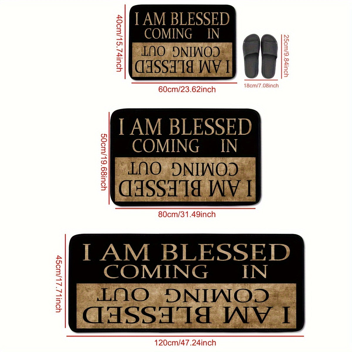 Blessed Lettering Doormat with Non-Slip Backing - 40x60cm, 150g, 2cm Thick, Polyester Crystal Velvet Material, Soft and Durable Decorative Mat for Home, Living Room, Bedroom, or Entryway - Hand Wash Only.