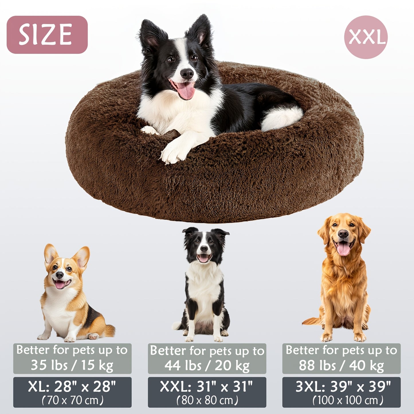 Cozy round pet bed for dogs, ideal for autumn and winter indoor sleeping.