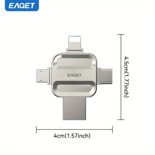 EAGET 32/128G USB Flash Drive for Mobile Phone and Computer, with 4-in-1 interface