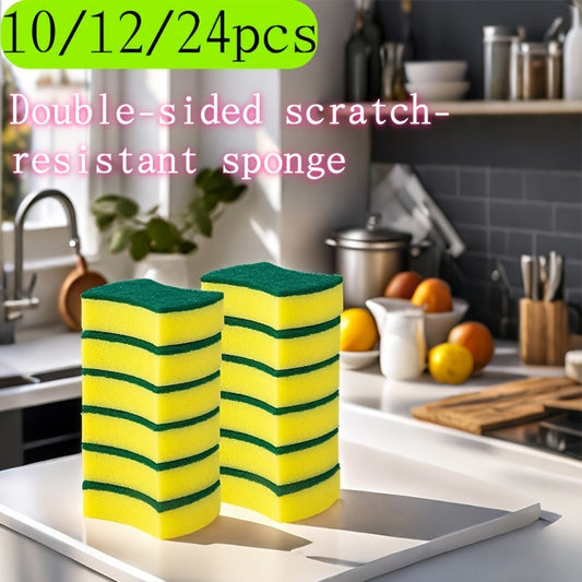 Choose from a variety of sizes, 10/12/24pcs, of our versatile cleaning sponge. The ultimate double-sided scouring pad for all your home cleaning needs. Ideal for dishwashing, high-end kitchen cleaning, and tough messes. This anti-scratch and durable