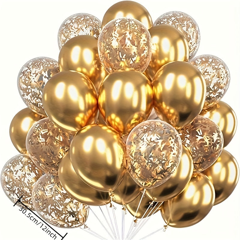 30 golden latex balloons for wedding, birthday, Valentine's Day decoration indoors and outdoors.