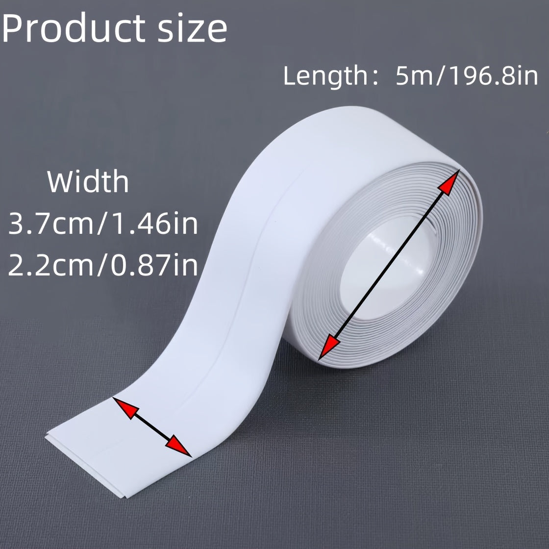 Waterproof sealing tape strip for bathroom, kitchen sink, toilet, and wall. Self-adhesive caulk strip for home renovation, no need for electricity or batteries. Compatible with living room.