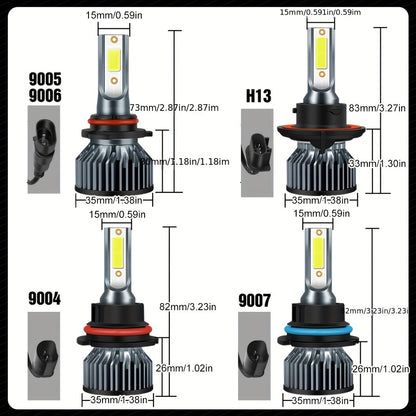 2pcs H4 LED Headlight Bulbs for Car, 40W, 12V, 6000K, Without Battery