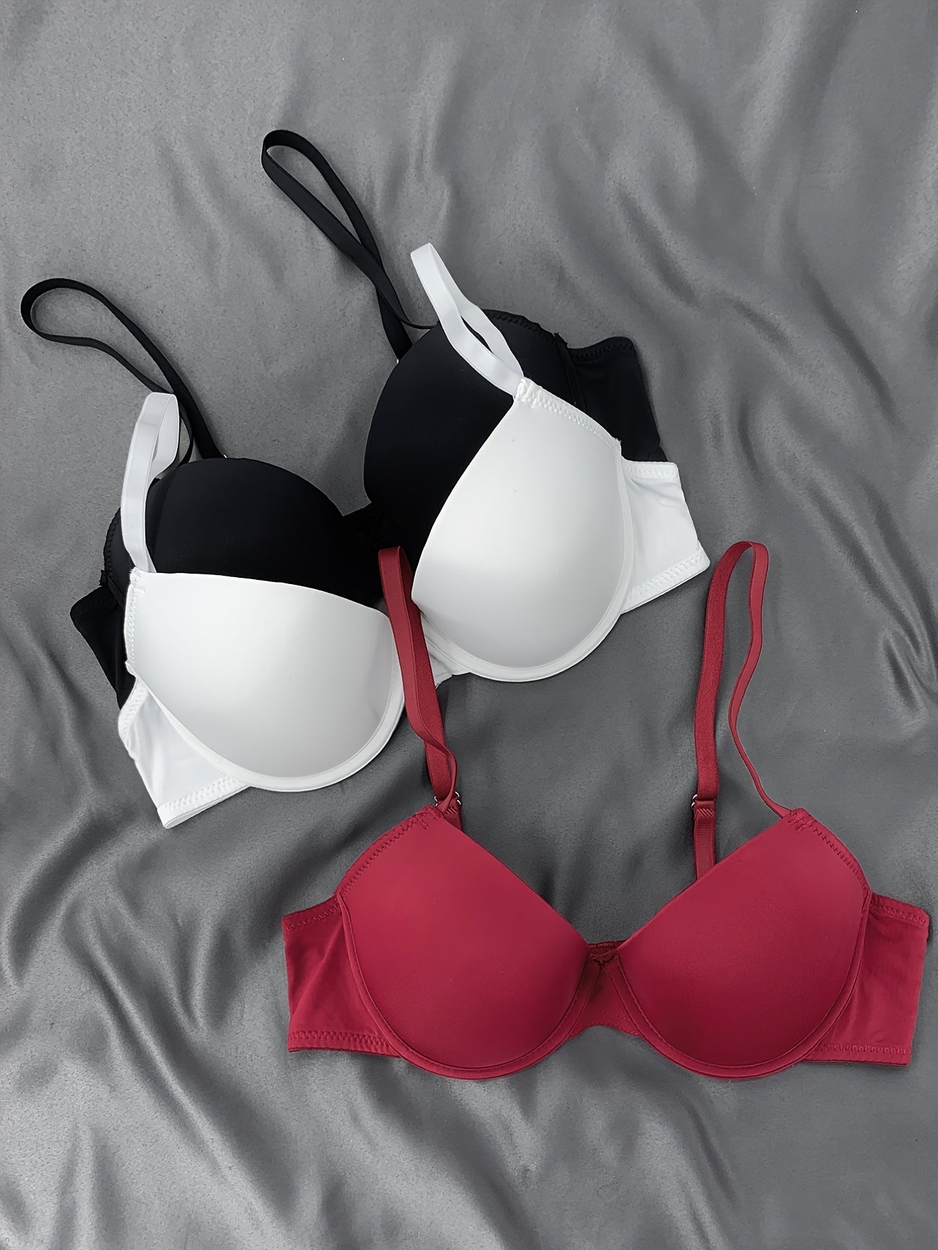 Women's shapewear bra set with shaping and gathering.