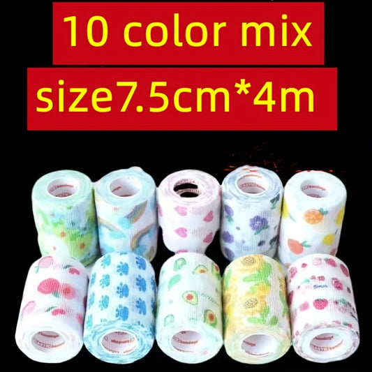 10pcs assorted color self-adhesive bandages for pets.