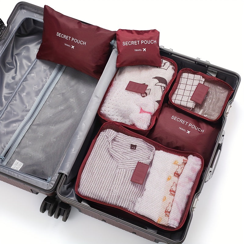 6-piece travel organizer for simple and lightweight storage, dustproof luggage bag ideal for hotels.