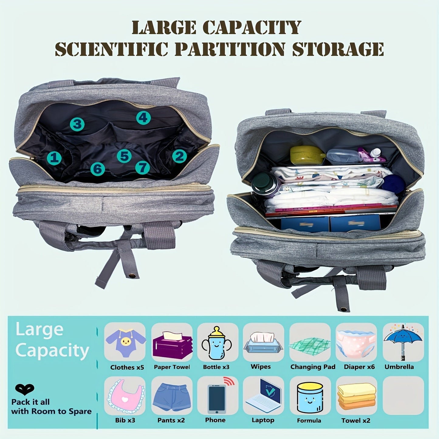 The Lamroro Diaper Bag Backpack is a must-have for parents on the go! This multi-functional polyester travel bag features a convenient USB charging port, zipper closure, anti-sunburn design, utility pocket, and strong handle strap. Perfect for moms and