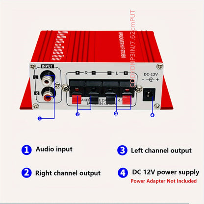 400W Mini Amplifier - HiFi Stereo Sound, Dual Channel, RCA Inputs for Home Theater, Car, PC, TV & Phone - USB Powered (Adapter Not Included)