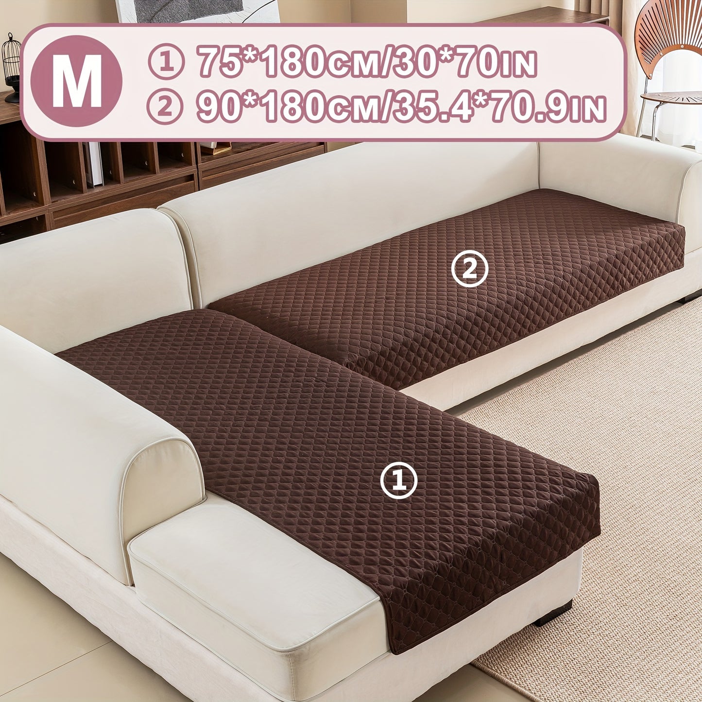 2 durable L-shaped sofa protectors for both left and right sofas, machine washable.