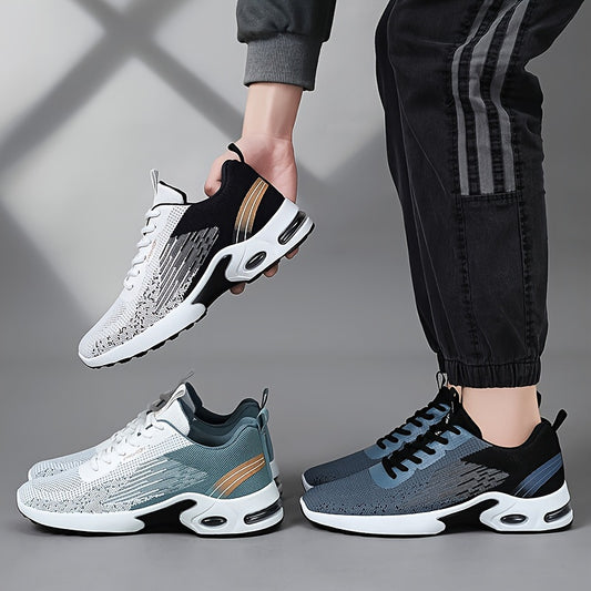 Men's Fashion Sports Sneakers with breathable mesh upper, lace-up design, PVC sole, and cloth insole for year-round comfort.