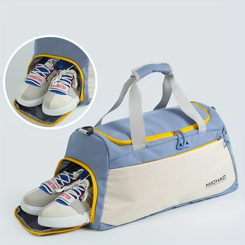 Durable gym bag with wet/dry separation, adjustable strap, ideal for daily commute and short trips.