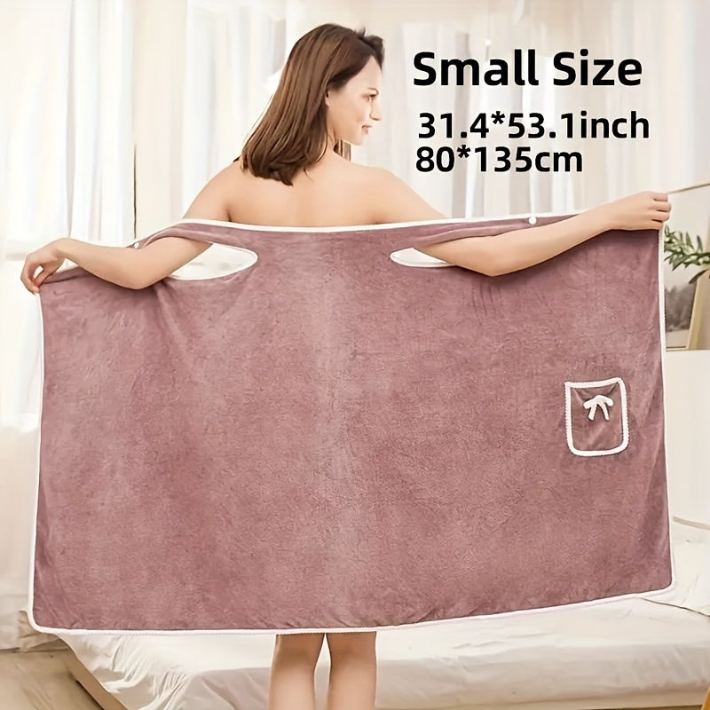 Wearable bath towel for adults, thick and quick-drying with a bow, soft and skin-friendly.