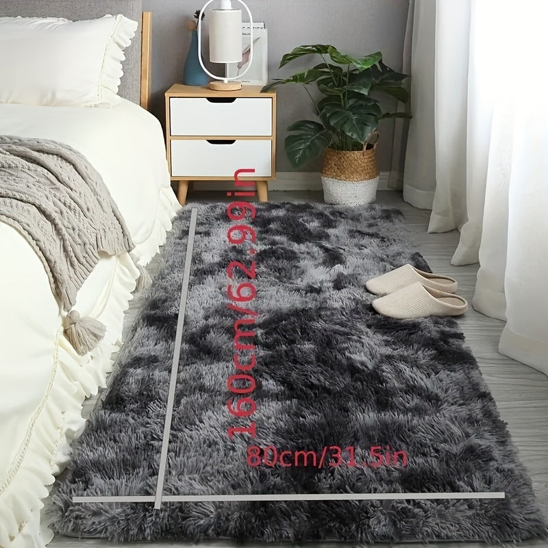 Enhance Your Home Decor with This Sophisticated Tie-Dyed Dark Gray Long Rug!