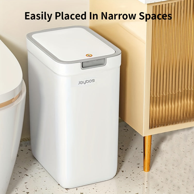 Wall-mounted trash bin with quiet close, polished finish, ideal for kitchen, bathroom, and dorm storage.