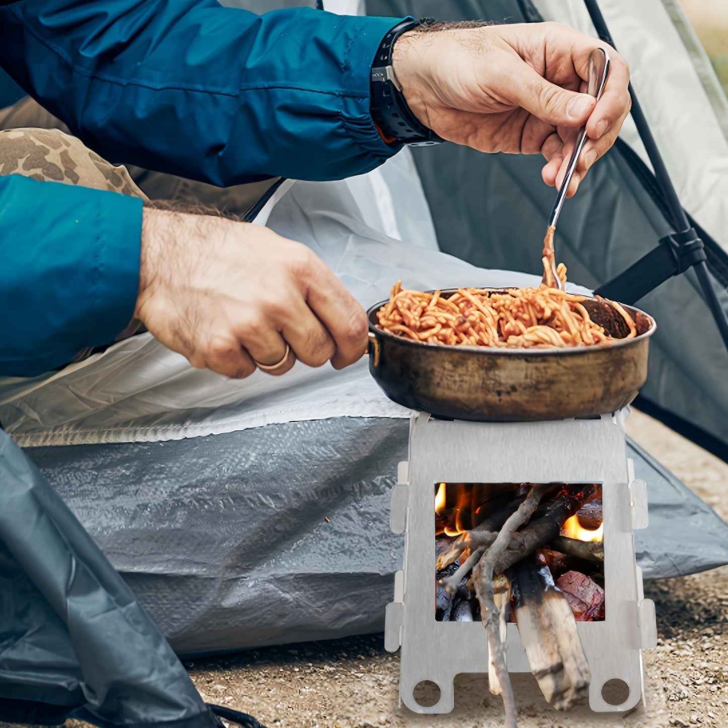 Durable Stainless-Steel Folding Camp Stove - Perfect for Hiking, Picnics, and Tailgating | Hand Wash Only, No Electricity Required | Fits Universally for Winter Holidays and Everyday Use | Lightweight and Feather-Free