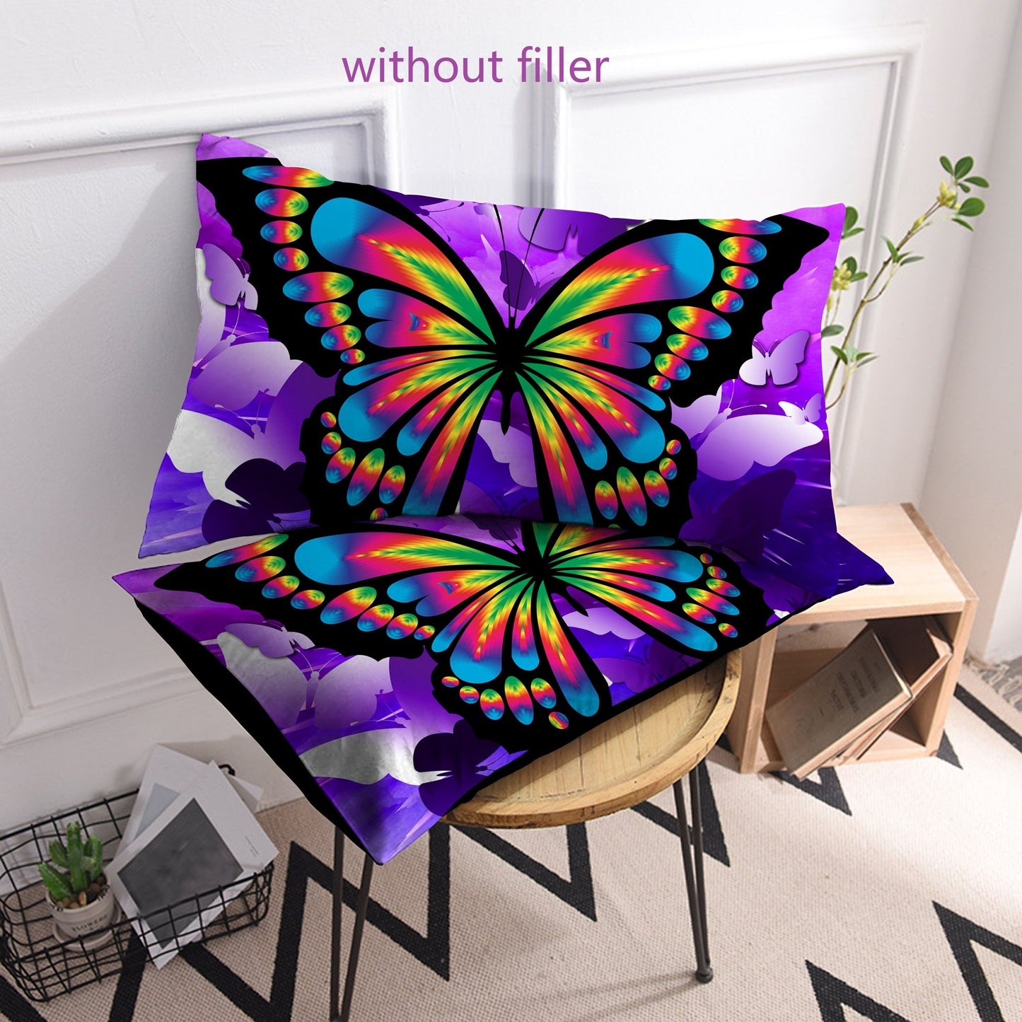 Set of 2 Glow-in-the-Dark Butterfly Pillowcases - Luxuriously Soft, Breathable & Stylish Envelope Covers for Bedroom and Sofa Decorating, Easy to Clean with Machine Wash