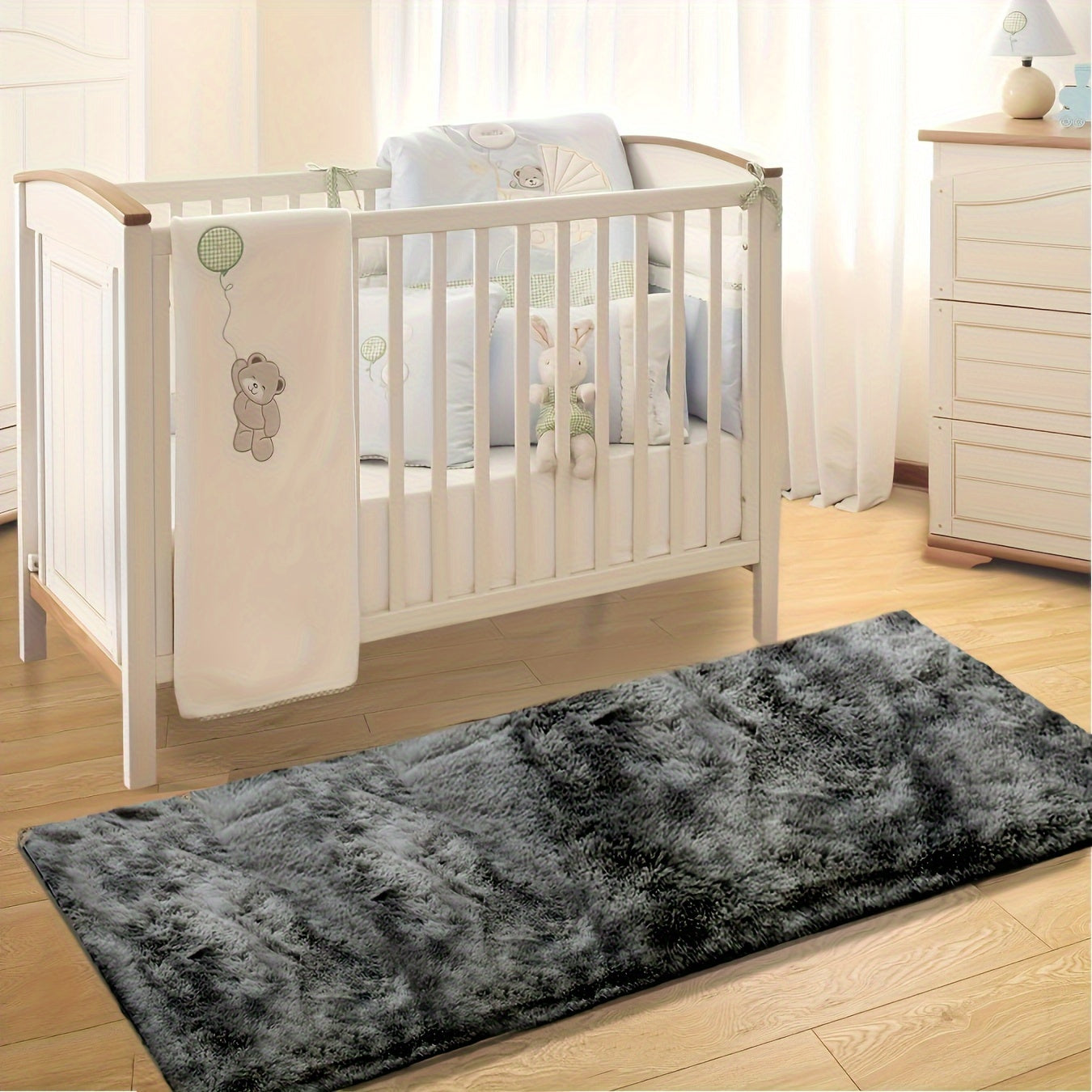 Luxurious Soft Faux Fur Area Rug with Non-Slip Sponge Base for Fluffy Comfort in Living Room, Bedroom, or Hallway. Easy Care, Durable Polyester Material in Rectangular Shape.