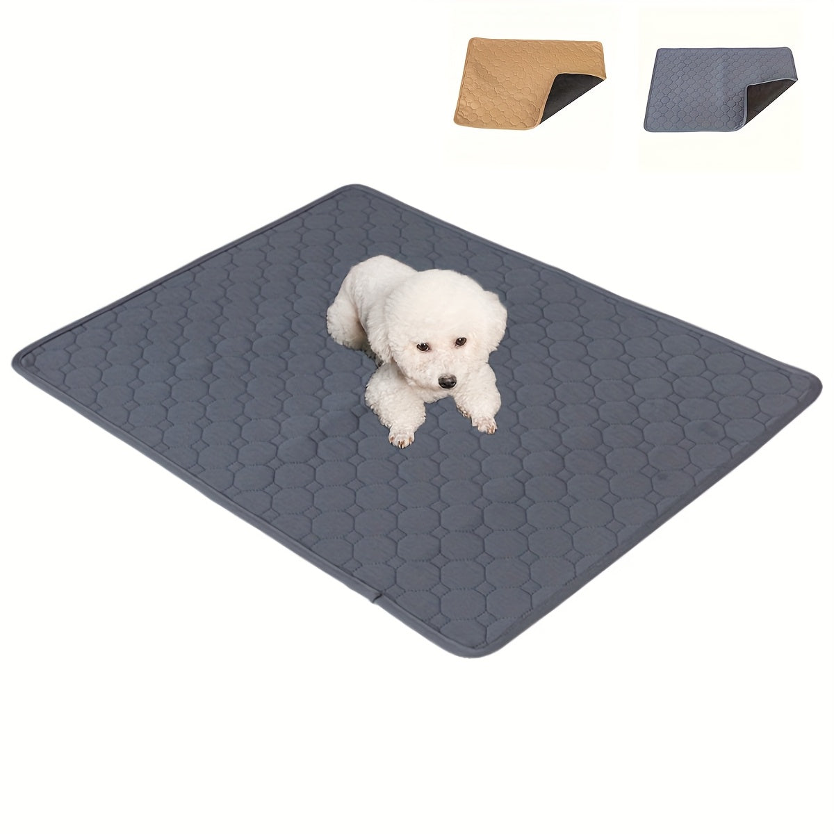 Washable waterproof dog training pad with non-slip hexagonal grip design for sofa protection, suitable for indoor use.