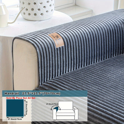 Modern striped sofa cover made of thick flannel fabric, pet-friendly and non-slip. Suitable for 1 to 4-seater sofas, soft and machine washable. Perfect for home and office decor.